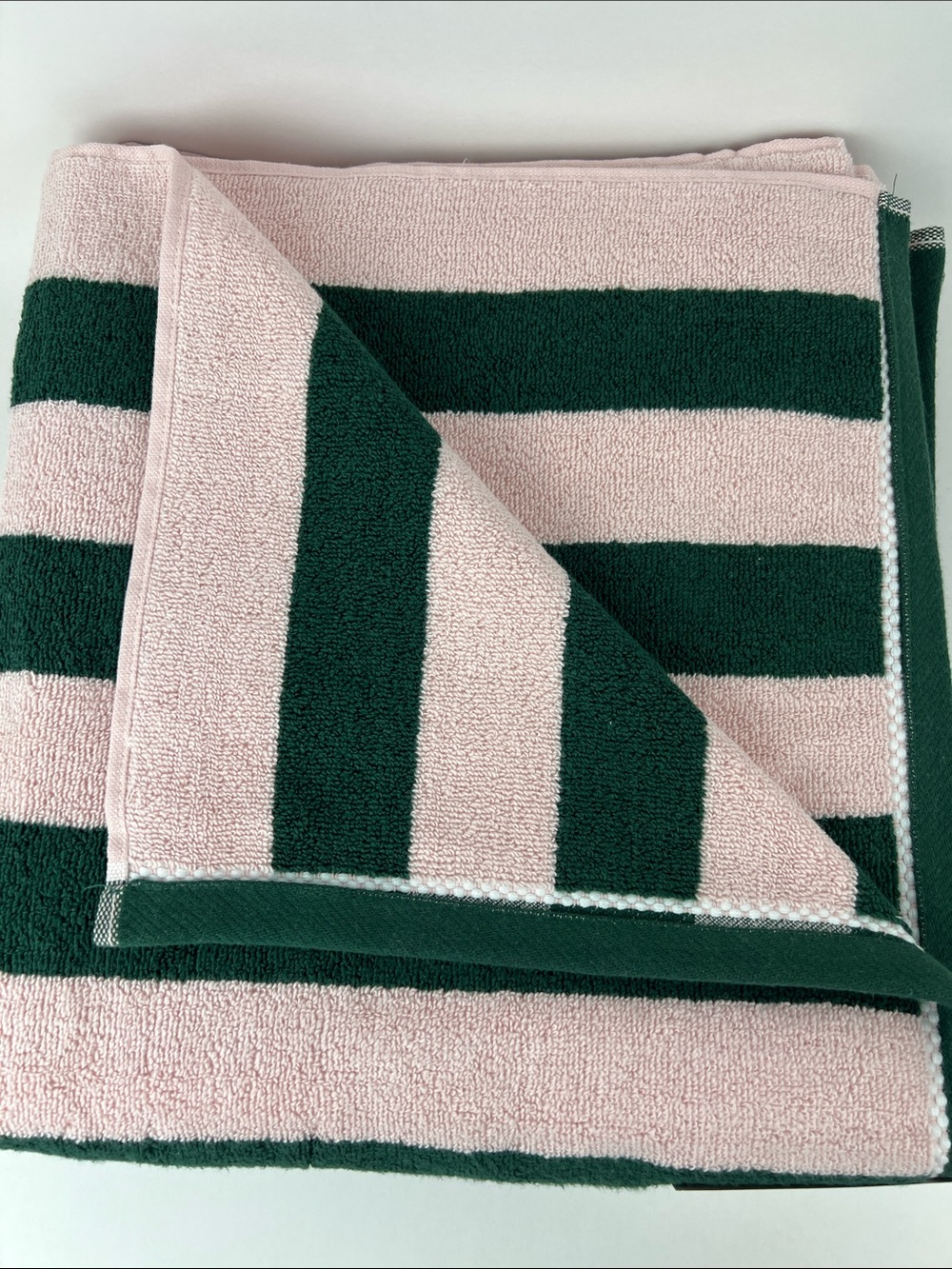 Laura Ashley Bath Towels Sunshine Stripe Pink Dark Green Soft Cotton 2 Pc NEW - Picture 6 of 8